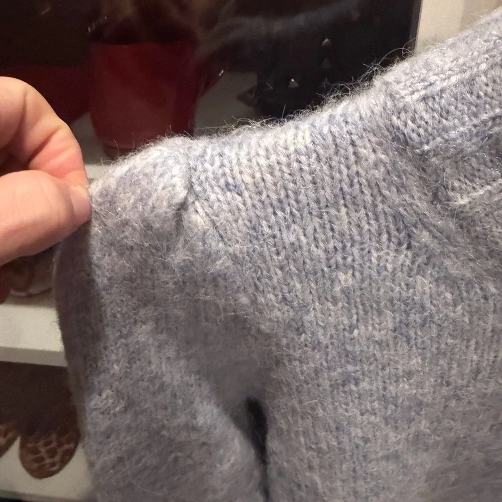 J. Crew Soft Blue Crew Neck Fuzzy Sweater - Picture 5 of 8